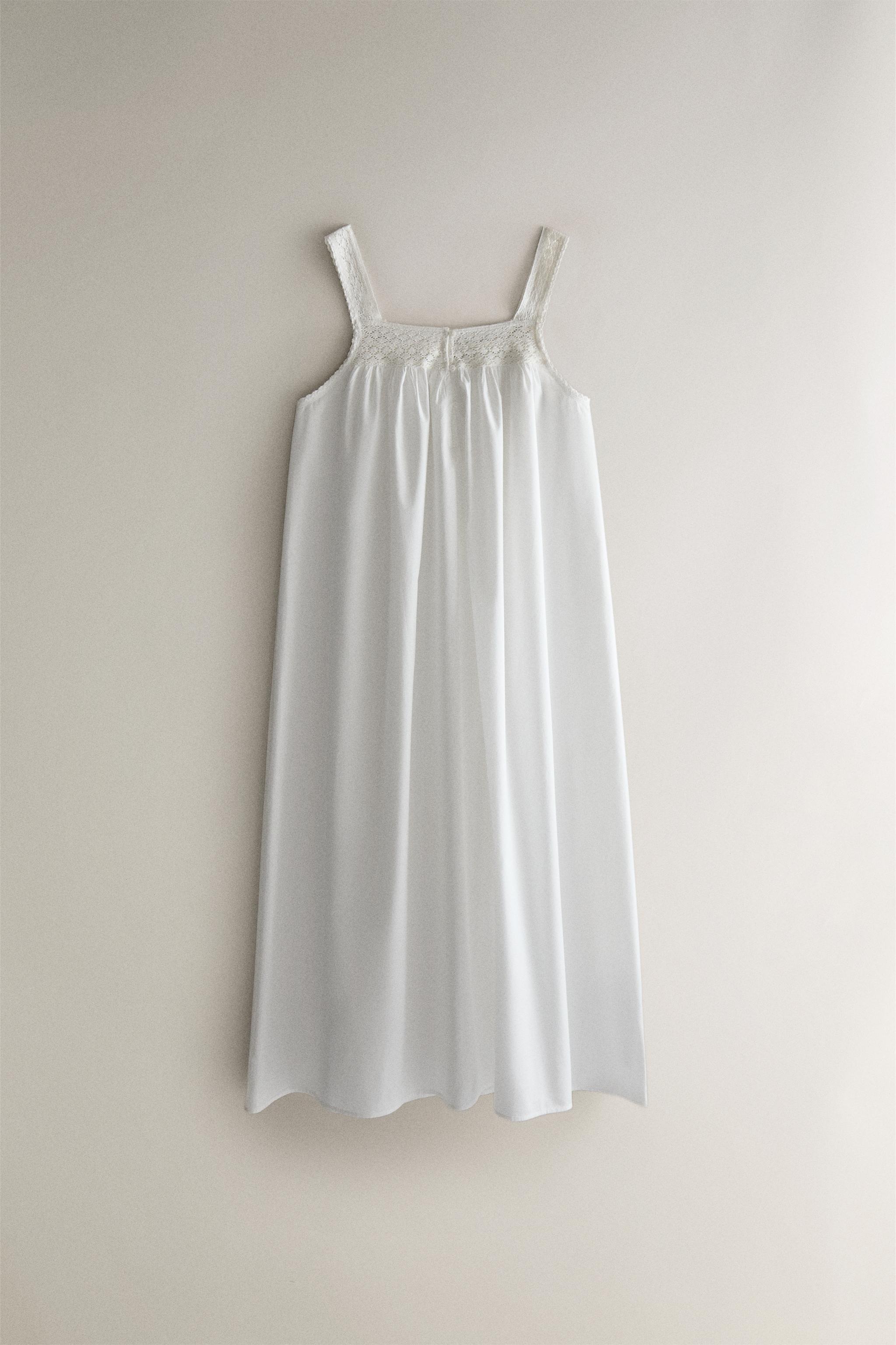 CHEMISE DE NUIT COTON BRETELLES DENTELLE